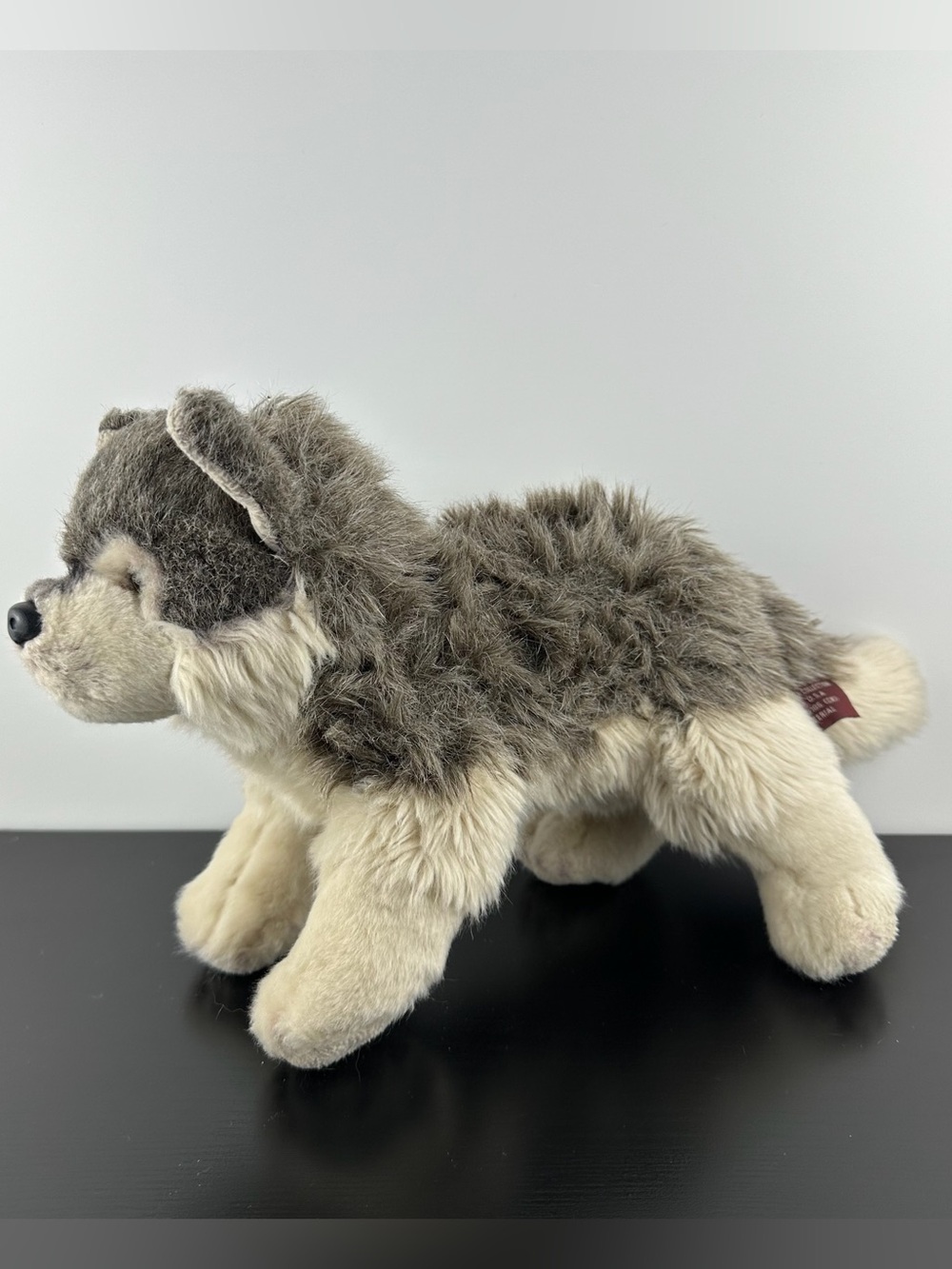 The Bearington Collection Rare Wolf Dog Husky Puppy 15” Gray White Cream Plush